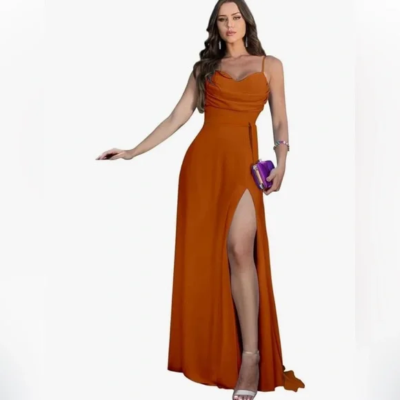 Burnt orange bridesmaid or prom dress - Picture 3 of 5